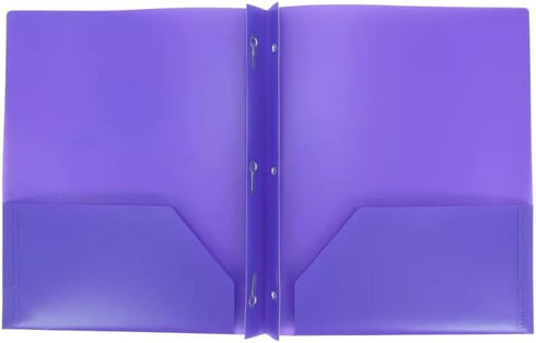 Plastic Folder with Prongs, 2 Pocket - Purple