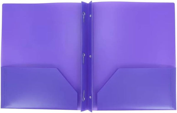 Plastic Folder with Prongs, 2 Pocket - Purple