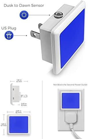 2-Pack, 0.3W L LOHAS LED Blue Night Lights Plug into Wall Plug in Night Light, Dusk to Dawn, Bright Nightlight