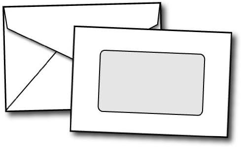 Mini Envelopes, 4 1/2" x 3" White with Window - 100 Envelopes