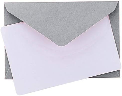 Mini Envelopes Silver 4" x 2.75" Gift Card Envelopes. Easy-Seal Business Card/Gift Card Envelopes (140 Pack with Cards) by Purple Q Crafts