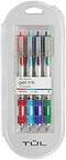 TUL 4-Pack Retractable Gel Pens, Medium Point 0.7 mm, Silver Barrel, Assorted Inks (Blue, Red, Green, Sky Blue)
