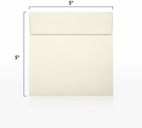 LUXPaper 5" x 5" Square Invitation Envelopes | Peel & Press | Natural | 30% Recycled | 80lb. Text | 50 Qty