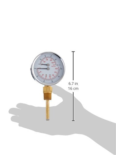 PIC Gauges TRI-HD-302L-G Bottom Mount Industrial Heavy Duty Round Dial Tridicator, 3" Dial, 0/200 psi Range