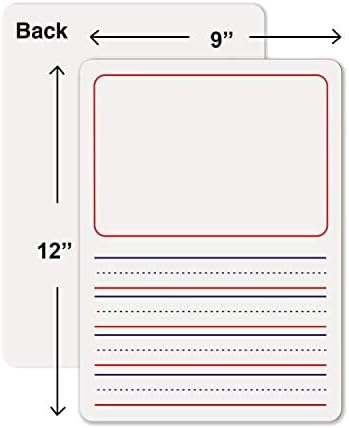 Scribbledo 10 Pack Double Sided Whiteboards, 9”x12” Story Lined Dry Erase Boards for Kids, Includes Erasers
