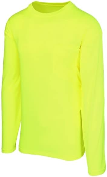 Safety Works High Visibility Long Sleeve Shirt with Pocket, Performance Wicking Material, Yellow, Large (SW46406-L)