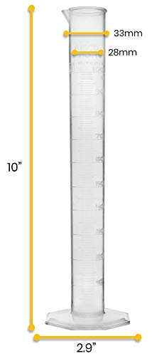 EISCO 12PK Graduated Cylinders, 100mL - Class B Tolerance, Octagonal Base, Polypropylene Plastic