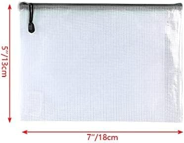 Oaimyy 20 Pcs Mesh Zipper Pouch Document Folders, Black, 5"x 7", Zipper Zip File Organizing Storage Bags