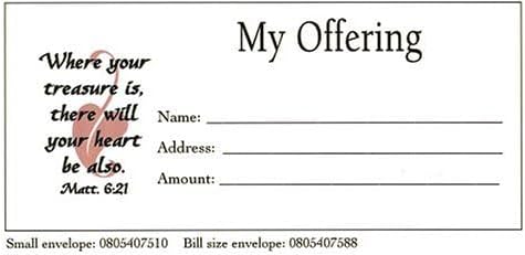 Broadman Church Supplies My Offering Bill Size Envelope, 100 Count