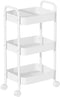 Vamelia 3-Tier Rolling Utility Cart Metal Cart with Lockable Wheels for Office, Living