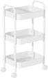 Vamelia 3-Tier Rolling Utility Cart Metal Cart with Lockable Wheels for Office, Living