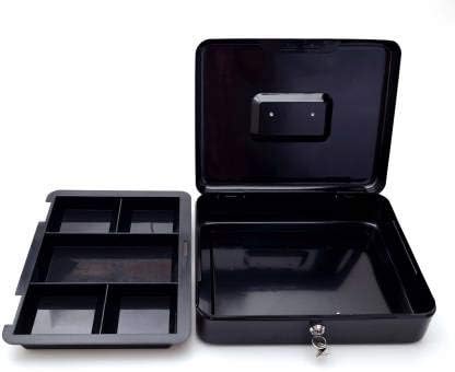 SentrySafe Black Money Saving Box with Cash Tray, Key Lock, Portable Safe, 0.21 Cubic Feet
