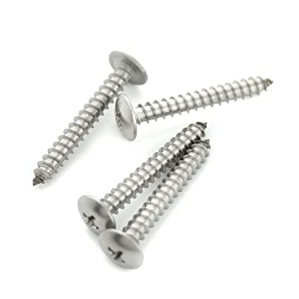 Phillips Drive Screws #8, 1 1/4" Pack of 100, 18-8 Stainless Steel Marine, Truss Head Sheet Metal - No Rust Fasteners