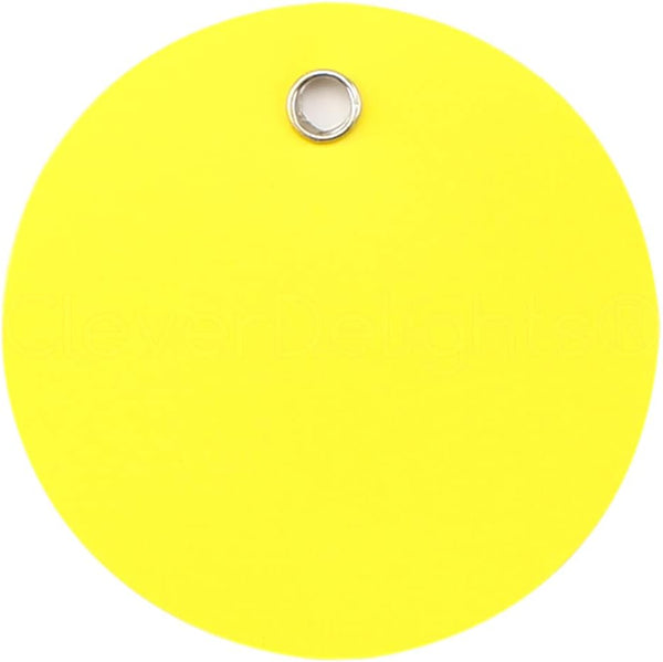 CleverDelights 2" Round Plastic Tags - 100 Pack, Waterproof Heavy Duty Tear-Resistant