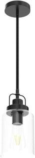 E26 Bulb (1 Pack) Farmhouse Pendant Light, Rustic Black Pendant Lights Kitchen Island Industrial Hanging Ceiling