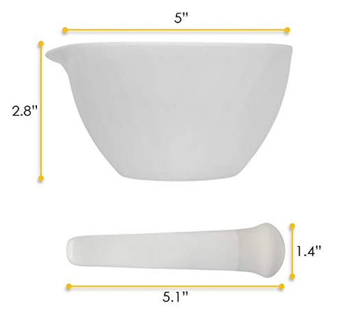 Set, 9oz (275ml) EISCO Porcelain Mortar & Pestle - Unglazed Grinding Surface - Excellent for Kitchen or Laboratory