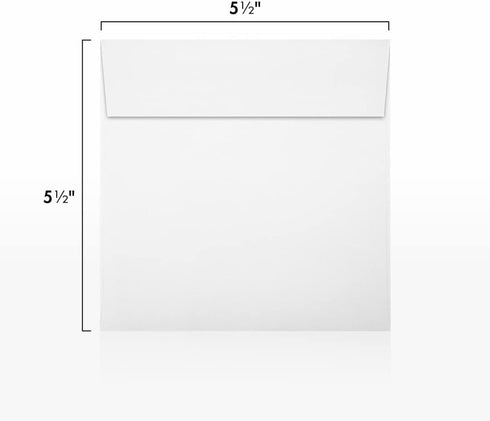 LUXPaper Square Invitation Envelopes | 50 Qty | Peel & Press | 5 1/2" x 5 1/2" | Bright White | 80lb. Text