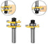 1/4 Inch Set 1-1/4" Shank Adjustable Tongue & Groove Router Bit Stock Woodworking Cutting Milling Tools for Doors