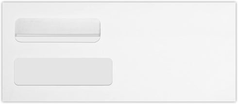 Quality Park #10 Business Double Window Envelopes - 4 1/8" x 9 1/2", White, 24lb Text, 250 Qty