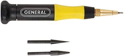 General Tools 707088 Carbide Scriber and Awl Set with 3 Interchangeable Tips - Center Punch for Metal Work in Black and
