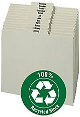Smead Pressboard Guides, Letter Size, Gray/Green, 1/3-Cut Tab Center Position (Jan-Dec), Set of 12 (50365)