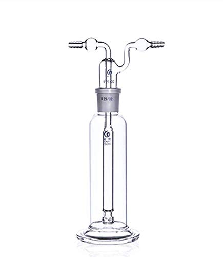 Lab Gas Washing Bottle Glass 250ML Vacuum Trap for Chemistry Lab Glassware Kit with Two Bend Tubes 29/32 Joint