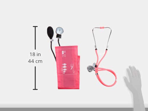 Set #330 EMI Professional Deluxe Aneroid Sphygmomanometer and Sprague Rappaport Stethoscope Kit (Pink)