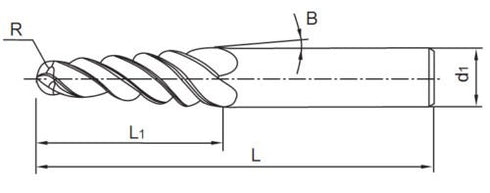 JERRAY CNC Carving 3.92 Deg 2 Flutes Tapered Angle Ball Tip, Radius=1.0mm X 1/4" Shank