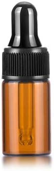 50 Pack, 3ml Amber Glass Dropper Vial for Essential Oils, Empty Glass Eye Dropper Bottle with Black Screw Cap