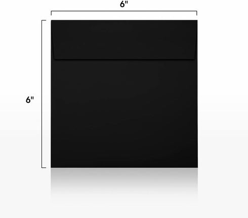 LUX Paper Square Invitation Envelopes for 5 3/4 x 5 3/4 Cards, 80 lb. Midnight Black, 250 Pack