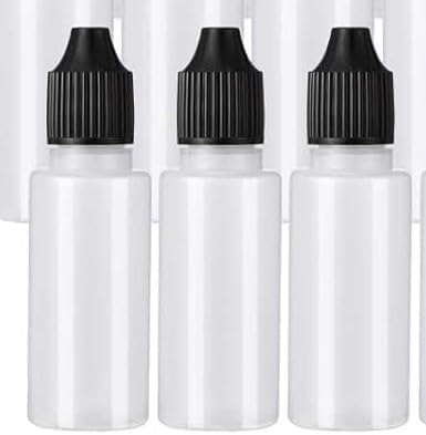 1/2 oz (15ml) LDPE Plastic Thin Tip Dropper Bottles, Small Squeeze Bottles for Solvents, Essential Oils, Arts & Crafts