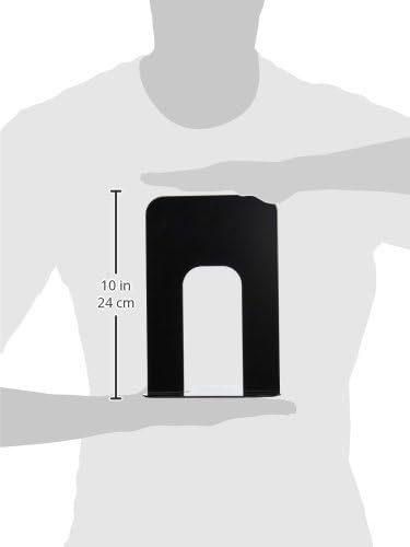 School Smart Non-Skid Steel Bookend Set, 6 x 9 Inches, Black, Set of 2
