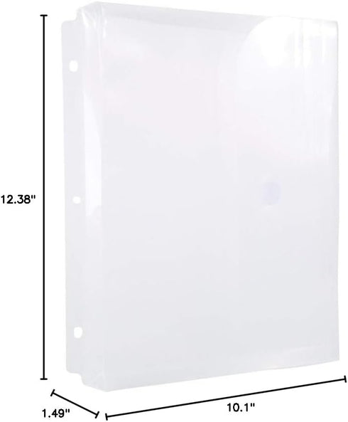 Filexec Poly Envelope, Letter Size, Side-Load, Clear (Pack of 12), 3-Hole Punched with Hook & Loop Fastener