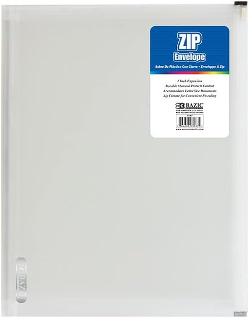 BAZIC Plastic Envelope, 24-Pack Clear Folder Zip Closure, A4 Size File Folders for School Office Supplies