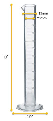EISCO Graduated Cylinder, 100mL - Class B Tolerance, Octagonal Base, TPX Plastic, Industrial Quality, Autoclavable