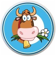 Generic Dairy Cow on Blue Background Cows - 1.5" Decorative Glossy Ceramic Dresser