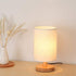Senmubery Round Bedside Table Lamp Nightstand Lamp with Fabric Shade and Solid Wood for Bedroom, Living Room Modern