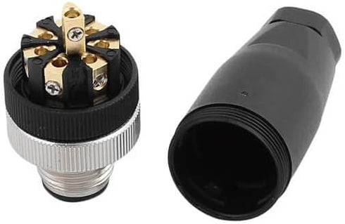 2 Pcs Field Wireable Connector M12 8 Pin Male Assembly Cable Plug, 180° Straight Male Assemble Type Plug Unshiled IP67 Industrial Sensor Plug Adapter