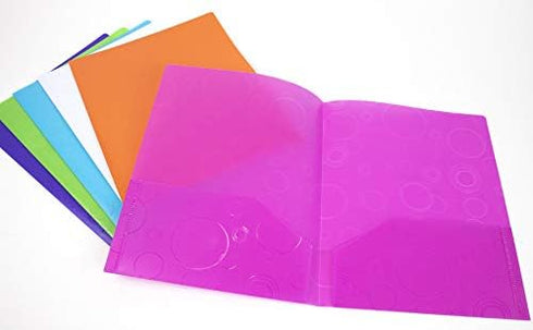 BAZIC 2 Pockets Poly Folder, Bubble Embossed Portfolio - Letter Size Plastic Folders Holder for Office Business
