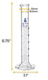 EISCO Graduated Cylinder, 25ml Class A Tolerance ±0.25ml, Hexagonal Base, Blue Graduations, Borosilicate Glass