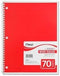 Mead Spiral Notebook, 1-Subject, Wide Rule, 70 Sh, 10-1/2"x8", Ast. - Pack of 1