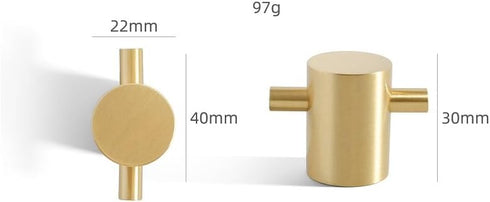SANCHAKOU 2 Pack Metal Cabinet Pulls Brass Column Bedside Cabinet Handle Wardrobe Drawer Wardrobe Gold Copper Handle