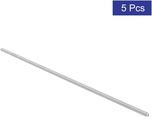 uxcell M4 x 180mm 0.7mm Pitch 304 Stainless Steel Fully Threaded Rods - Silver Tone, 5 Pcs