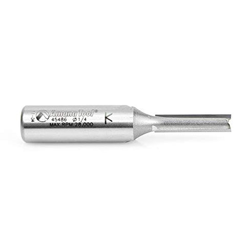 Amana Tool Carbide Tipped Straight Plunge, 1/4 Dia x 1", 2 Shank, Model 45486