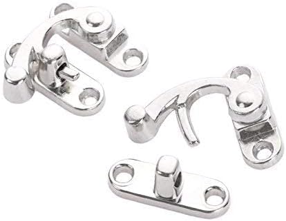 Yetaha 2PCS Antique Box Hasp Latch - Decorative Horn Lock Silver Hook Buckle Clasp Small Hardware for Wooden Jewelry