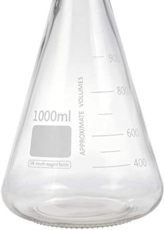 3 Pieces Pastein 1000ml Graduated Narrow Mouth Erlenmeyer Glass Flask Bottle with GL45 Screw Cap (Blue)