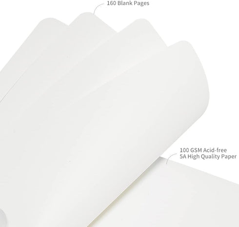JOYEUX Blank Journal Notebook, A5, 160 Pages 100 Gsm Thick Sketch Books Hardcover Journal for Writing, 5.7 inches x 8 inches Notebooks for Work (Sky Blue) by JOYEUX