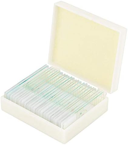 Prepared Microscope Slides 25pcs, Biology Glass Lab Specimens for Basic Science Education with Labels and Case