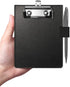 Mini Clipboards 4"x6" - Small Faux Leather Memo Pocket Clipboard with Pen Holder for Receipts & Notepads (Black)