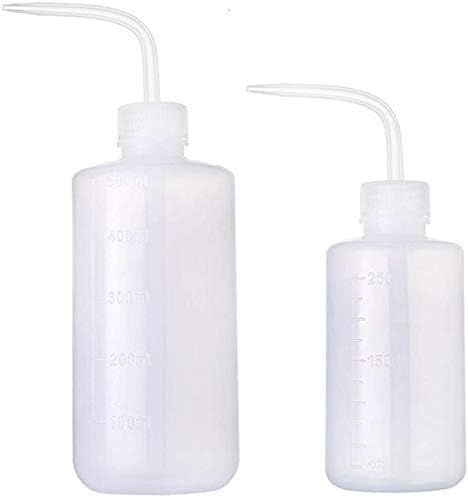 Wash Bottle 500ml and 250ml Narrow Mouth Squeeze Bottle, Medical Lab Plastic Safety No Spill Watering Cans